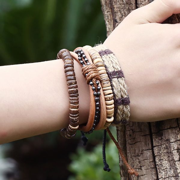 retro retractable beaded bracelet set men's diy leather bracelet adjustable jewellery for women punk commemorative gift 4 pcs, Black
retro retractable beaded bracelet set men's diy leather bracelet adjustable jewellery for women punk commemorative gift 4 pcs, Black