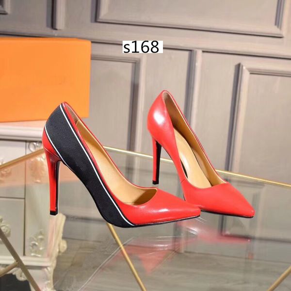 low price sales women shoes high heels pointed toe sole pumps wedding shoes size 36, Black