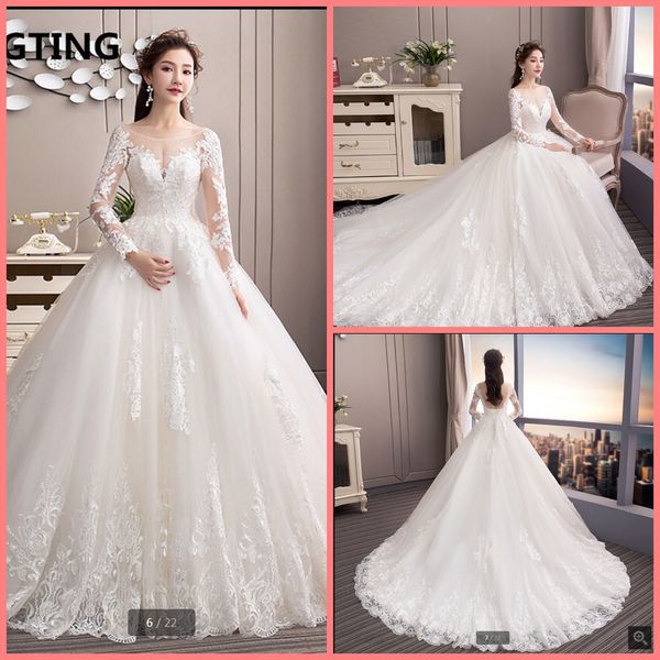 2020 robe de soiree modest wedding dress lace appliques long sleeve empire maternity vintage wedding gowns court train bride dresses, White
2020 robe de soiree modest wedding dress lace appliques long sleeve empire maternity vintage wedding gowns court train bride dresses, White