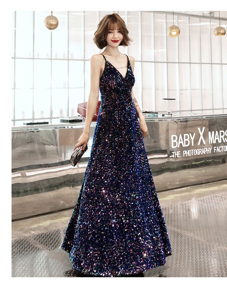 spaghetti straps v neck evening gown lace sequins a-line floor length prom dress custom made, Black
spaghetti straps v neck evening gown lace sequins a-line floor length prom dress custom made, Black