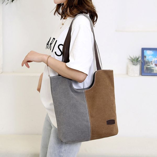 women shoulder bags 2020 new casual canvas patchwork handbags