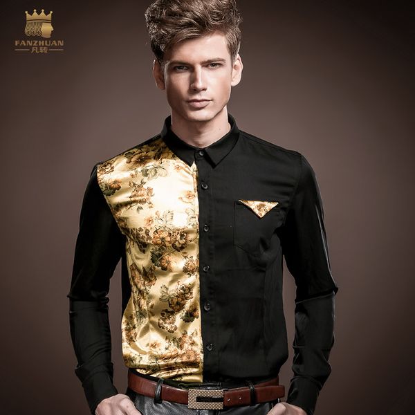 fanzhuan men's shirt long sleeve slim stretch autumn wind men's stitching print dress shirt clothing, White;black
fanzhuan men's shirt long sleeve slim stretch autumn wind men's stitching print dress shirt clothing, White;black