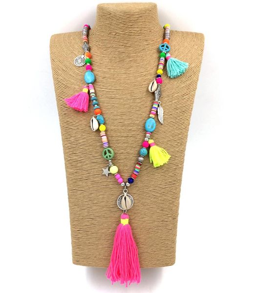 new handmade tassel pendents necklace boho chic bohemiam long statement necklaces rainbow colorful beads chain necklace, Silver
new handmade tassel pendents necklace boho chic bohemiam long statement necklaces rainbow colorful beads chain necklace, Silver