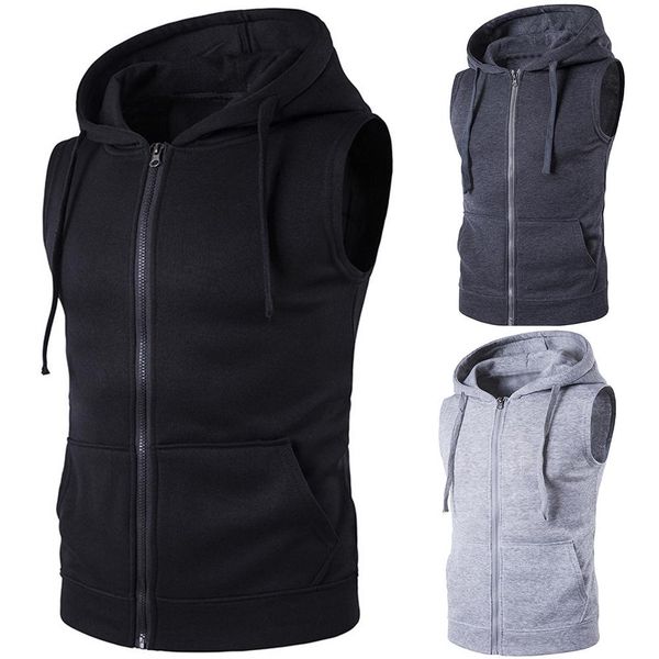 men fashion solid color vest jacket zipper pockets waistcoat sleeveless hoodies, Black;white
men fashion solid color vest jacket zipper pockets waistcoat sleeveless hoodies, Black;white