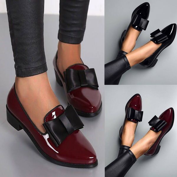 women oxford casual classic shoes with pointed toe butterfly-knot smooth and bright shoes, Black
women oxford casual classic shoes with pointed toe butterfly-knot smooth and bright shoes, Black