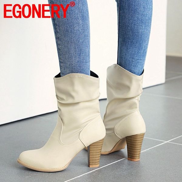 egonery winter new concise warm mid calf boots outside super high heels round toe plus size office women shoes drop shipping, Black
egonery winter new concise warm mid calf boots outside super high heels round toe plus size office women shoes drop shipping, Black