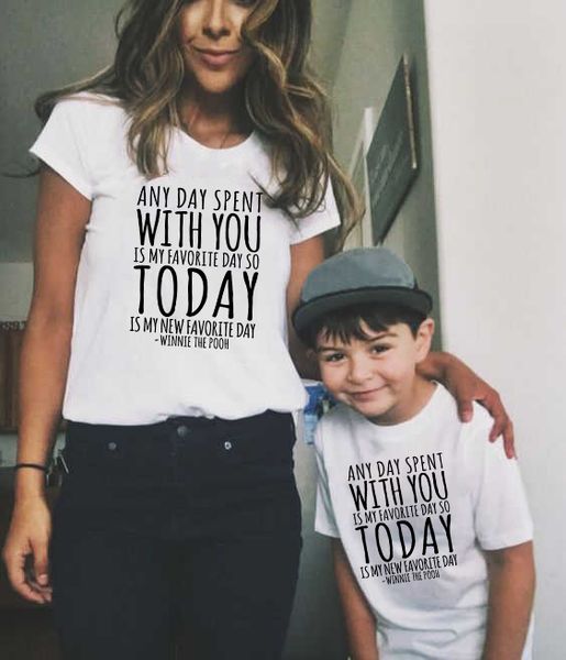 anyday spent with you is my favorite day mommy and kids round neck letter print white t-shirt mom son family look clothes, Blue
anyday spent with you is my favorite day mommy and kids round neck letter print white t-shirt mom son family look clothes, Blue