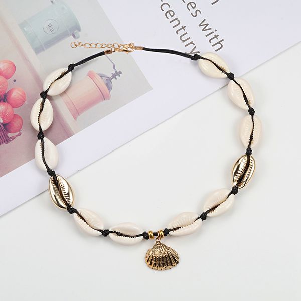 bohemian shell pendant necklace for women girl charming choker necklaces party jewelry black rope adjustable collar gifts, Golden;silver
bohemian shell pendant necklace for women girl charming choker necklaces party jewelry black rope adjustable collar gifts, Golden;silver