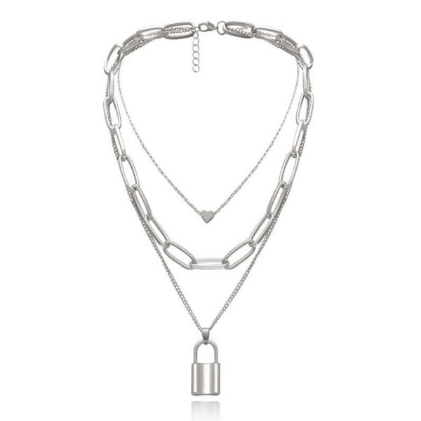 punk style lock necklace heart pendant multilayer women personality fashion statement necklaces gift gold silver link chain hip hop jewelry
punk style lock necklace heart pendant multilayer women personality fashion statement necklaces gift gold silver link chain hip hop jewelry
