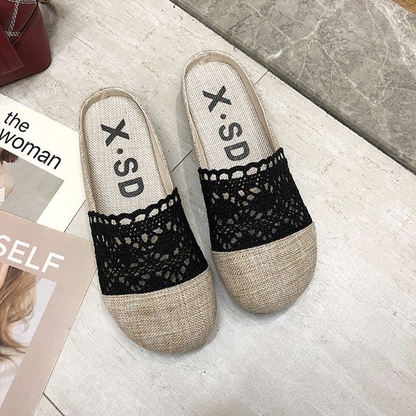 women slippers summer slip-on round toe flat lace hallow out classic lady comfort slipper shoes dames slippers zomer 2019#bg40, Black
women slippers summer slip-on round toe flat lace hallow out classic lady comfort slipper shoes dames slippers zomer 2019#bg40, Black
