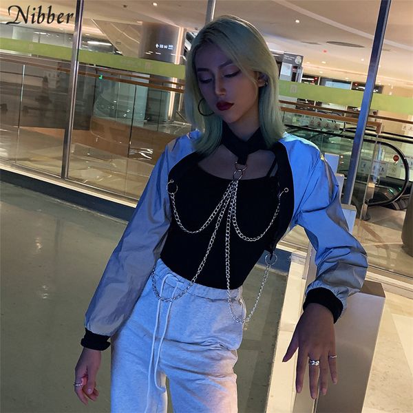 nibber punk locomotive casual reflective jacket women2019autumn metal chain decoration short hip hop street thin coat mujer, Black;brown
nibber punk locomotive casual reflective jacket women2019autumn metal chain decoration short hip hop street thin coat mujer, Black;brown