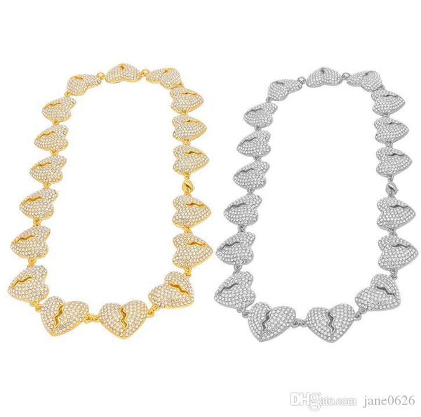 hip hop iced out bling heart broken diamond punk chain link novel necklace jewelry men women, Silver
hip hop iced out bling heart broken diamond punk chain link novel necklace jewelry men women, Silver