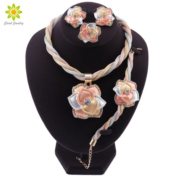 classic crystal flower pendant nigeria jewelry sets for women wedding jewelry set bride necklace earrings ring bracelet set, Slivery;golden
classic crystal flower pendant nigeria jewelry sets for women wedding jewelry set bride necklace earrings ring bracelet set, Slivery;golden