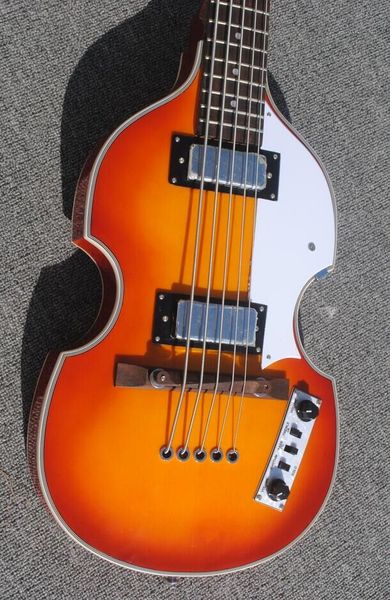 5 strings hofner h500/1-ct violin bass vintage sunburst archsemi hollow body spurce electric bass guitar flame maple side & back 
5 strings hofner h500/1-ct violin bass vintage sunburst archsemi hollow body spurce electric bass guitar flame maple side & back