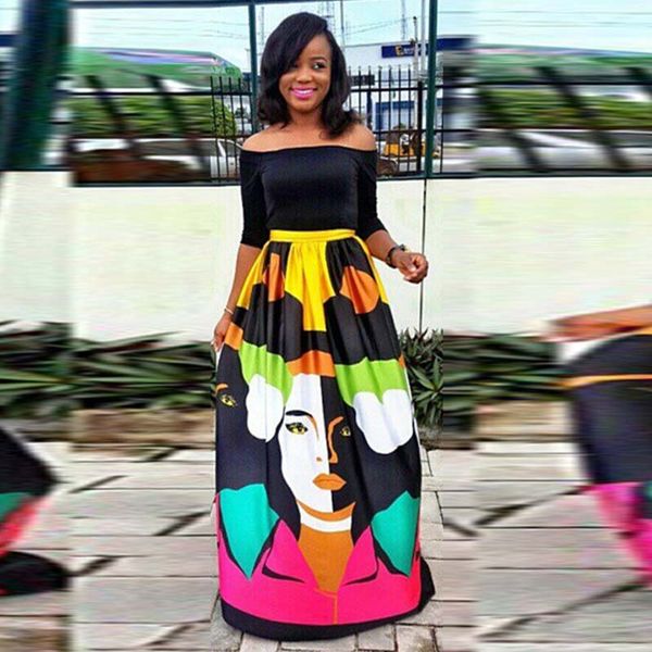 two piece dress autumn 2 suit set women character fashion face print long dress+off shoulder slash neck t - shirt casual sets, White
two piece dress autumn 2 suit set women character fashion face print long dress+off shoulder slash neck t - shirt casual sets, White