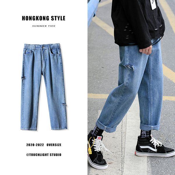 summer ripped jeans men's fashion washed retro straight jeans men streetwear wild loose hip-hop hole denim trousers mens s-3xl, Blue
summer ripped jeans men's fashion washed retro straight jeans men streetwear wild loose hip-hop hole denim trousers mens s-3xl, Blue