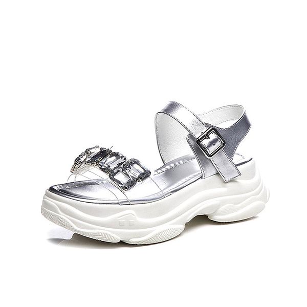 summer high platform sandals 2019 women sport sandals genuine leather open toe shoes with rhinestones strap buckle, Black
summer high platform sandals 2019 women sport sandals genuine leather open toe shoes with rhinestones strap buckle, Black