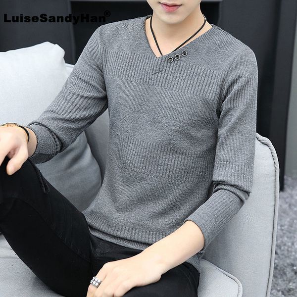 men's sweaters thin section v-neck slim knit sweater men solid button stitching stretch long sleeve bottoming pullover spring 2021, White;black
men's sweaters thin section v-neck slim knit sweater men solid button stitching stretch long sleeve bottoming pullover spring 2021, White;black