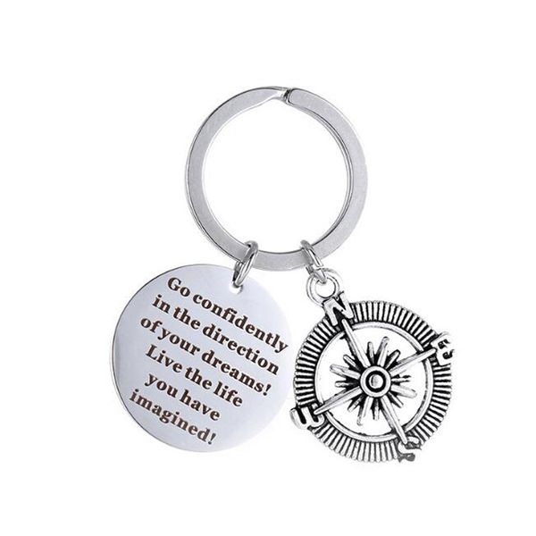 inspirational keychain gifts - go confidently in the direction you have imagined compass jewelry graduation gift birthday gift, Silver
inspirational keychain gifts - go confidently in the direction you have imagined compass jewelry graduation gift birthday gift, Silver