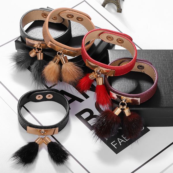 2019 women multicolor plush pendant leather bracelet adjustable bracelet jewelry friendship vacation gift, Black
2019 women multicolor plush pendant leather bracelet adjustable bracelet jewelry friendship vacation gift, Black