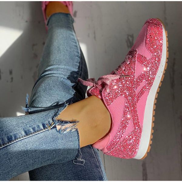 women flat glitter sneakers casual bling vulcanized shoes female mesh lace up platform comfort plus size fashion ladies spring cx200724, Black
women flat glitter sneakers casual bling vulcanized shoes female mesh lace up platform comfort plus size fashion ladies spring cx200724, Black