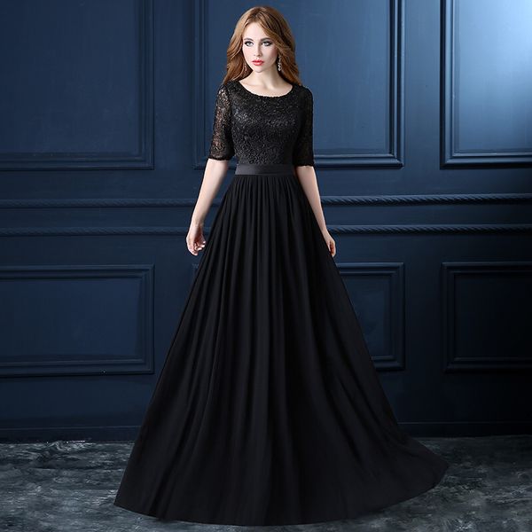 half sleeves chiffon evening dresses with lace abiye elbise long evening gowns floor length party dress robe soiree, Black;red
half sleeves chiffon evening dresses with lace abiye elbise long evening gowns floor length party dress robe soiree, Black;red