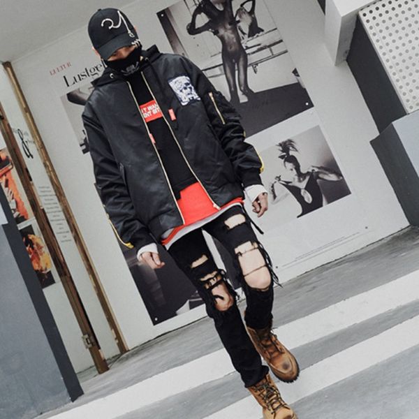 homens negros jeans rasgado destruÃdo afligido skinny jeans pants mens hip hop punk rock streetwear night club roupas dj, Black
homens negros jeans rasgado destruÃdo afligido skinny jeans pants mens hip hop punk rock streetwear night club roupas dj, Black