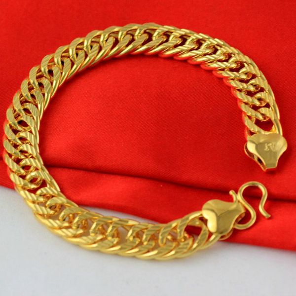 double curb bracelet tight chain 18k yellow gold filled solid mens bracelet gift trendy accessories present, Black
double curb bracelet tight chain 18k yellow gold filled solid mens bracelet gift trendy accessories present, Black