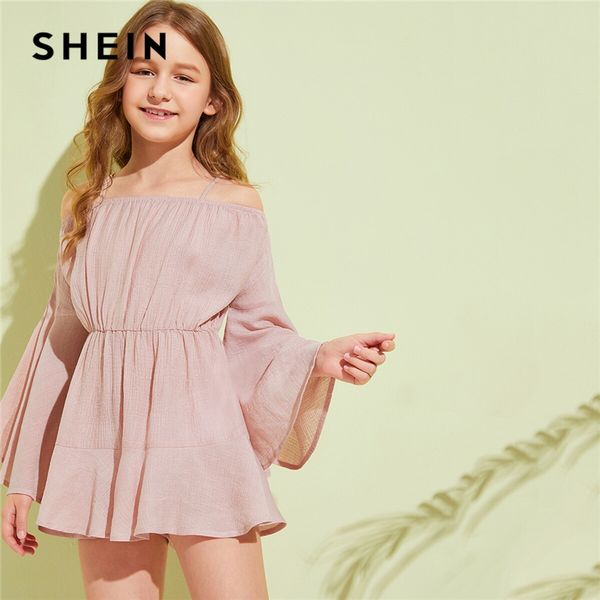 shein kiddie pink solid cold shoulder girls boho beach jumpsuit 2019 summer holiday flounce sleeve wide leg jumpsuits for kids, Blue
shein kiddie pink solid cold shoulder girls boho beach jumpsuit 2019 summer holiday flounce sleeve wide leg jumpsuits for kids, Blue