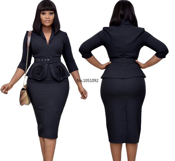 women dresses office ladies peplum elegant with waist belt v neck flower knee length pink blue vestidos classy female robes new, Black;gray
women dresses office ladies peplum elegant with waist belt v neck flower knee length pink blue vestidos classy female robes new, Black;gray