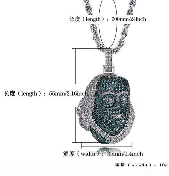iced out franklin avatar pendant necklace with 60cm rope chain micro pave cubic zirconia simulated diamonds pendant, Silver
iced out franklin avatar pendant necklace with 60cm rope chain micro pave cubic zirconia simulated diamonds pendant, Silver