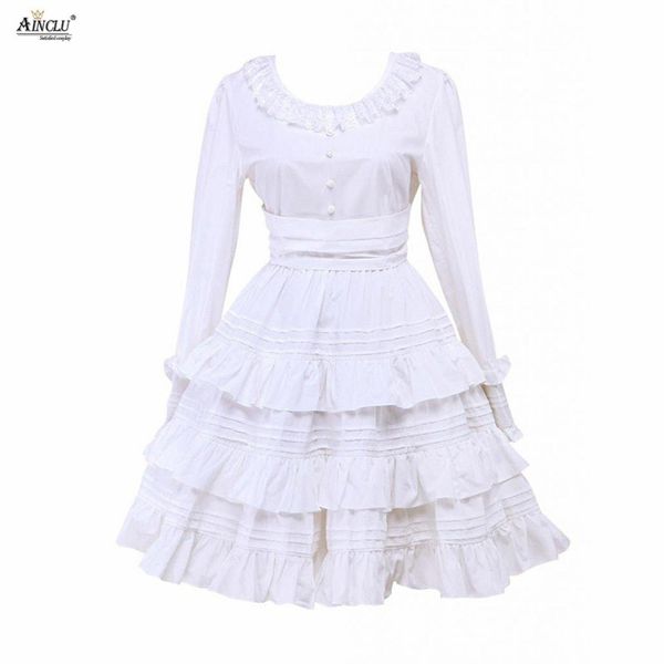 womens white cotton ruffles jewel neck long sleeves cute rendering and outer wear middle-long dress lolita one-piece/dress, Black;red
womens white cotton ruffles jewel neck long sleeves cute rendering and outer wear middle-long dress lolita one-piece/dress, Black;red