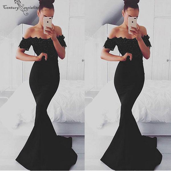 black mermaid evening dresses 2019 off shoulder short sleeves appliques beaded form party gowns prom dress vestido de festa, White;black
black mermaid evening dresses 2019 off shoulder short sleeves appliques beaded form party gowns prom dress vestido de festa, White;black