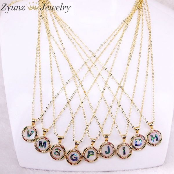 10pcs, gold color initial 26 alphabet letters charm pave rainbow cz shell pendant necklace, Silver
10pcs, gold color initial 26 alphabet letters charm pave rainbow cz shell pendant necklace, Silver