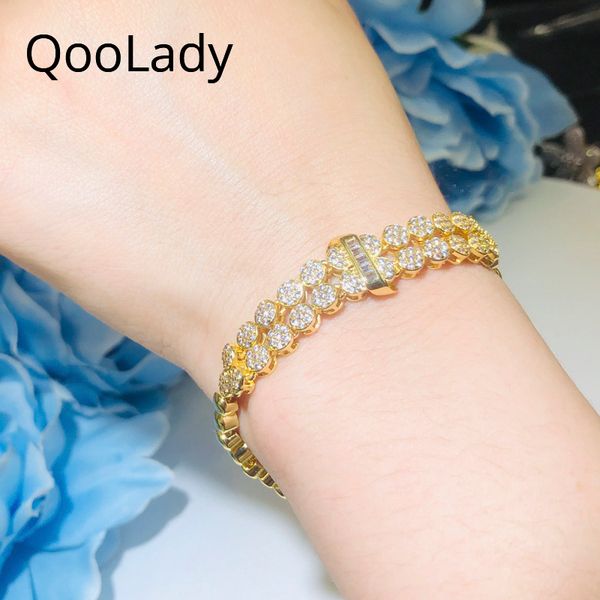 qoolady yellow gold micro pave cz stone 2 row wristband tennis bracelet for women wedding party charms jewelry s032, Black
qoolady yellow gold micro pave cz stone 2 row wristband tennis bracelet for women wedding party charms jewelry s032, Black