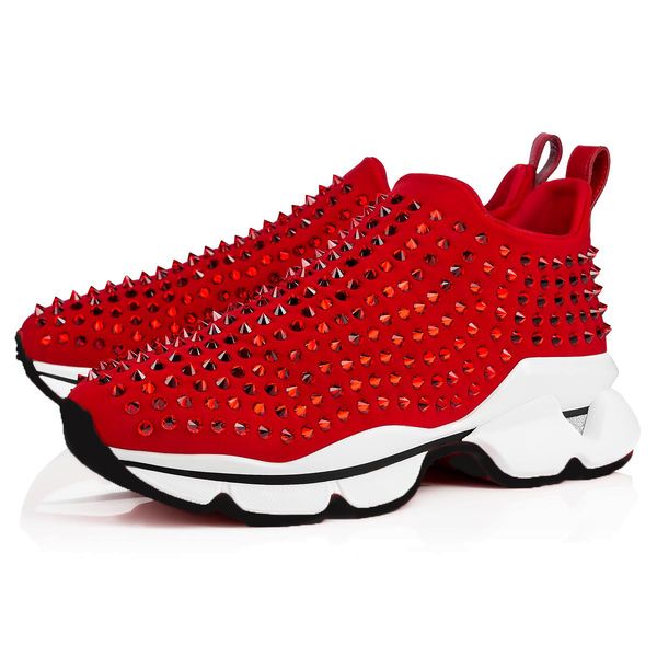 donna sock studded spikes sneakers red bottom mens womens spikes training shoes, Black