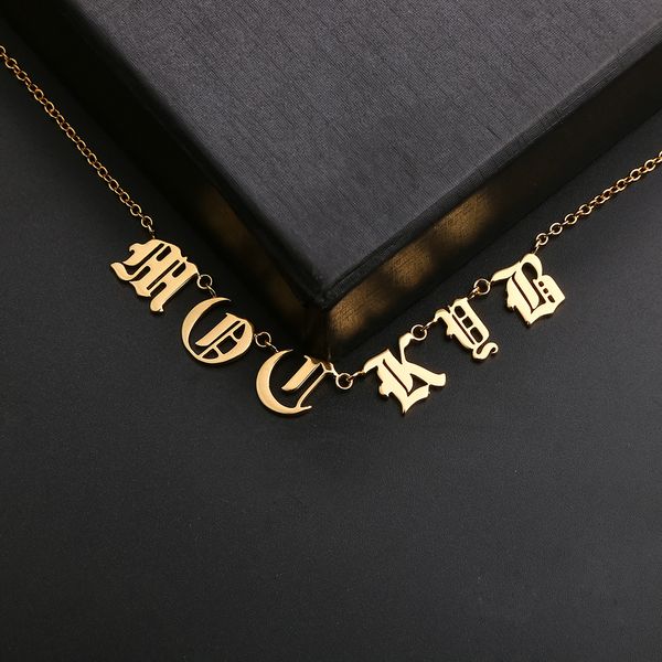 lateefah custom name necklace gothic choker necklace old english letter personalized gold initial jewelry for women, Silver
lateefah custom name necklace gothic choker necklace old english letter personalized gold initial jewelry for women, Silver