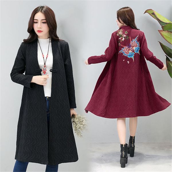 2019 new fashion cotton linen long trench coats spring autumn embroidered cardigan coat women vintage loose windbreaker n969, Tan;black
2019 new fashion cotton linen long trench coats spring autumn embroidered cardigan coat women vintage loose windbreaker n969, Tan;black