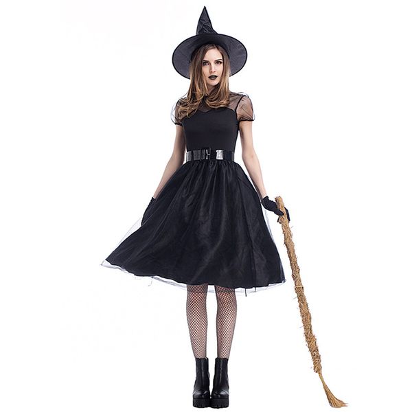 black gothic witch costume for women purim halloween cosplay party wizards fancy dress, Black;red
black gothic witch costume for women purim halloween cosplay party wizards fancy dress, Black;red