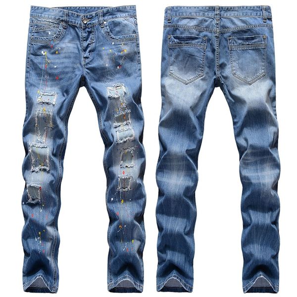 men's fashion denim jeans cotton 100% men's ripped jeans for men paint casual men hip hop pants #7002, Blue
men's fashion denim jeans cotton 100% men's ripped jeans for men paint casual men hip hop pants #7002, Blue