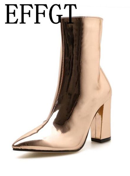 effgt fashion gold silver patent leather women ankle boots pointed toe high heel boots women pumps short, Black
effgt fashion gold silver patent leather women ankle boots pointed toe high heel boots women pumps short, Black