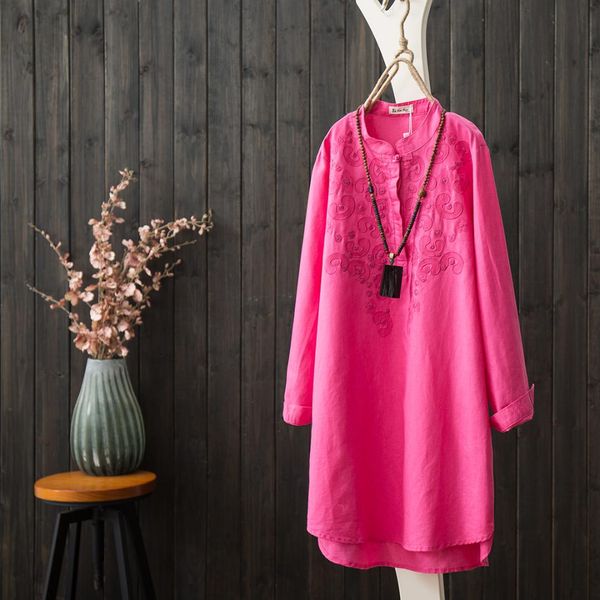 rose red embroidery long shirt female loose spring cotton linen 2019 new style women vintage stand collar casual blouses, White
rose red embroidery long shirt female loose spring cotton linen 2019 new style women vintage stand collar casual blouses, White