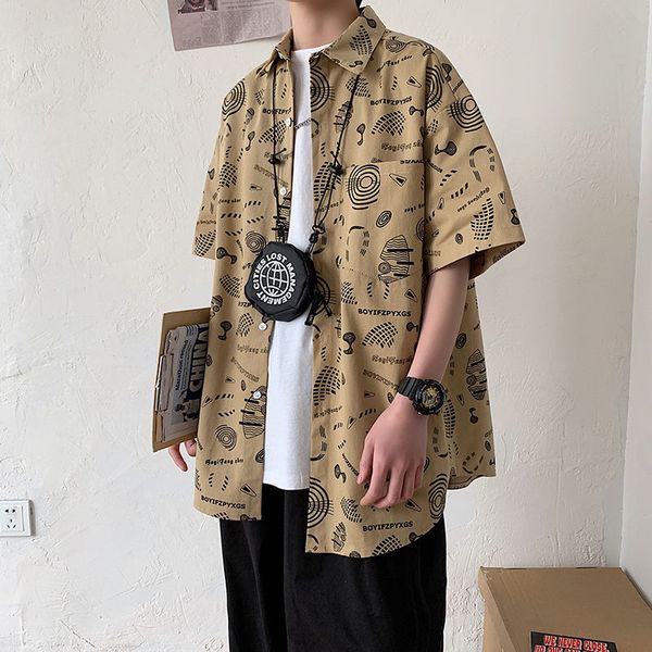 2020 summer new short sleeved hawaiian shirt casual loose youth handsome print men streetwear khaki, White;black
2020 summer new short sleeved hawaiian shirt casual loose youth handsome print men streetwear khaki, White;black