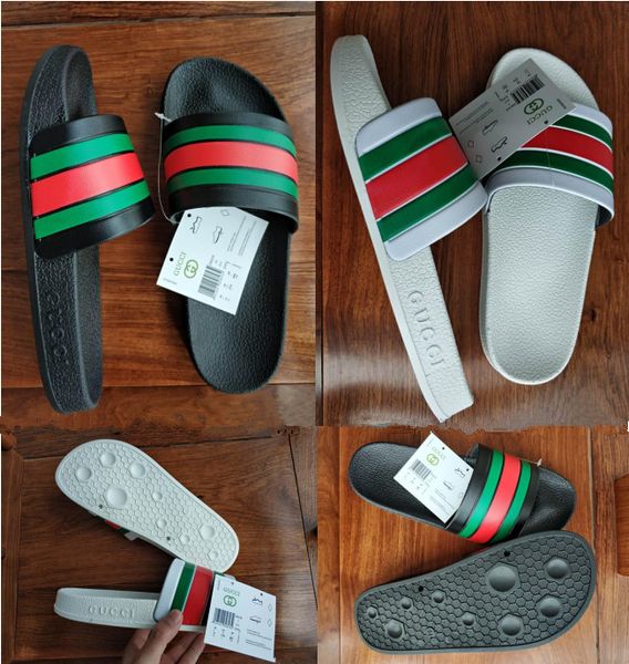 quality brand sandals slippers designer slippers summer sandals beach slide fashion scuffs slippers casual shoes 36-45, Black