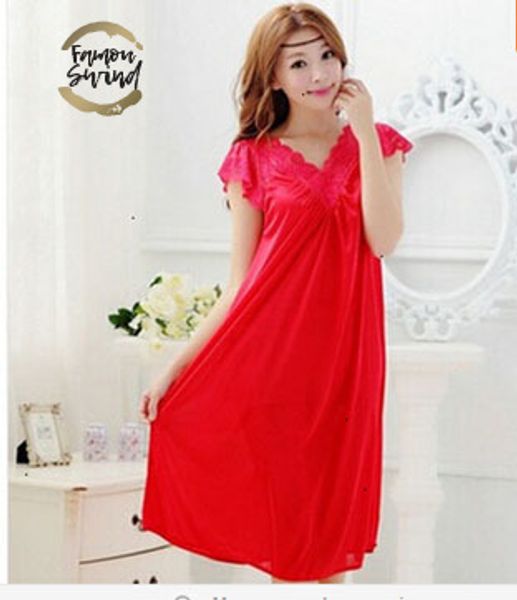 women red lace nightdress girls plus size large size sleepwear nightgown night female sleepwear, Black;red
women red lace nightdress girls plus size large size sleepwear nightgown night female sleepwear, Black;red