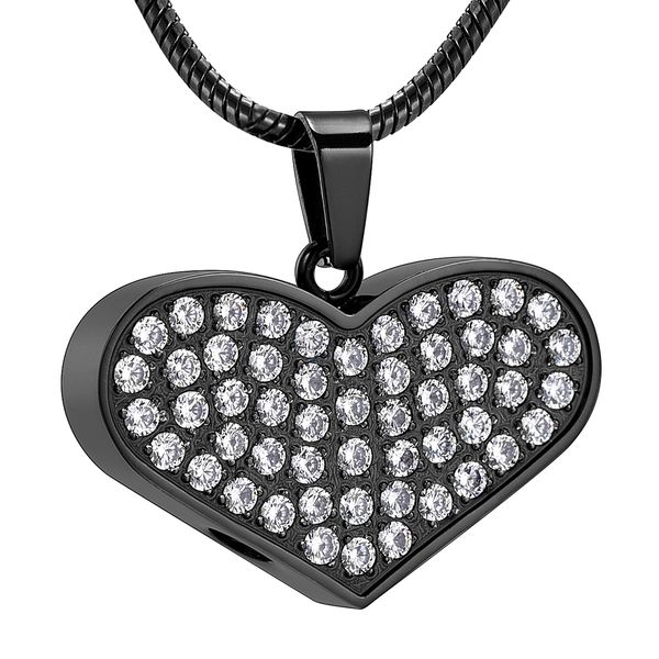 ijd11329 black crystals heart cremation pendant, loss of love engravable stainless steel cremation necklace for ashes keepsake, Silver
ijd11329 black crystals heart cremation pendant, loss of love engravable stainless steel cremation necklace for ashes keepsake, Silver