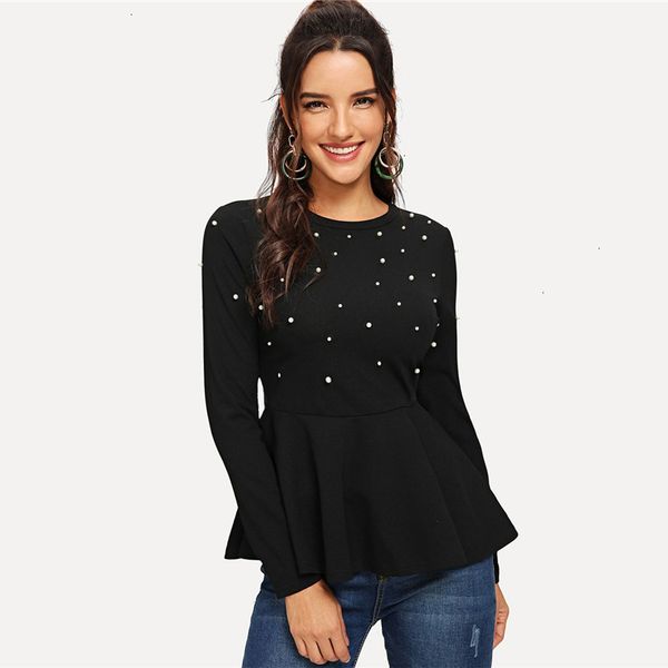 designer black blouse pearls beaded solid peplum women long sleeve shirts ladies and blouses flared v neck autumn shirt, White
designer black blouse pearls beaded solid peplum women long sleeve shirts ladies and blouses flared v neck autumn shirt, White