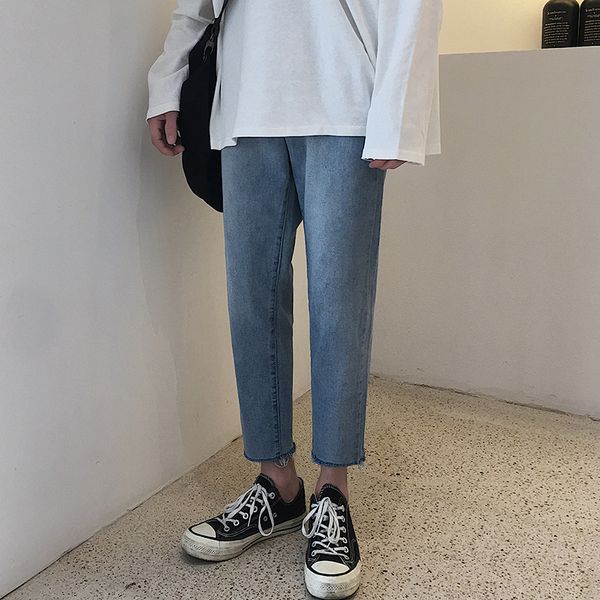2019 korean version of the new fashion trend youth style feet straight jeans men spring and summer students slim nine pants, Blue
2019 korean version of the new fashion trend youth style feet straight jeans men spring and summer students slim nine pants, Blue