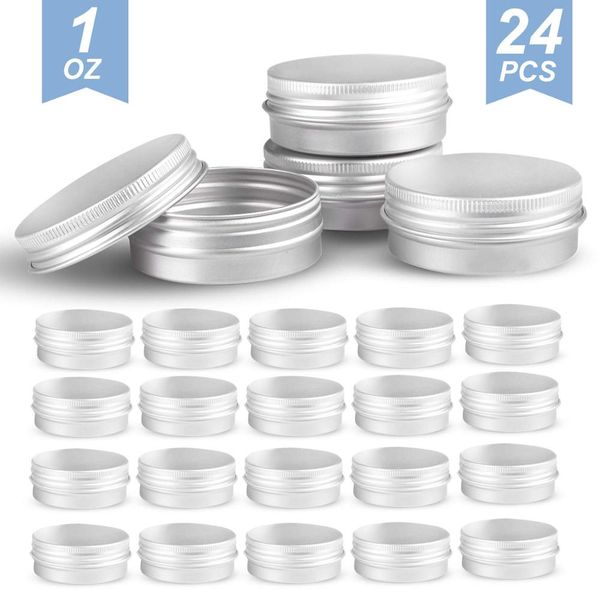 24pcs свободная перевозка груза / серия 30g jar контейнеры круглый серебряный алюминиевый metal tin хранения с secure завинчивающейся крышко
24pcs свободная перевозка груза / серия 30g jar контейнеры круглый серебряный алюминиевый metal tin хранения с secure завинчивающейся крышко