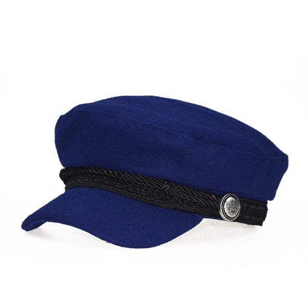 female hat spring navy hat fashion black leather fixed crown silver buckle winter warm berets cap, Blue;gray
female hat spring navy hat fashion black leather fixed crown silver buckle winter warm berets cap, Blue;gray